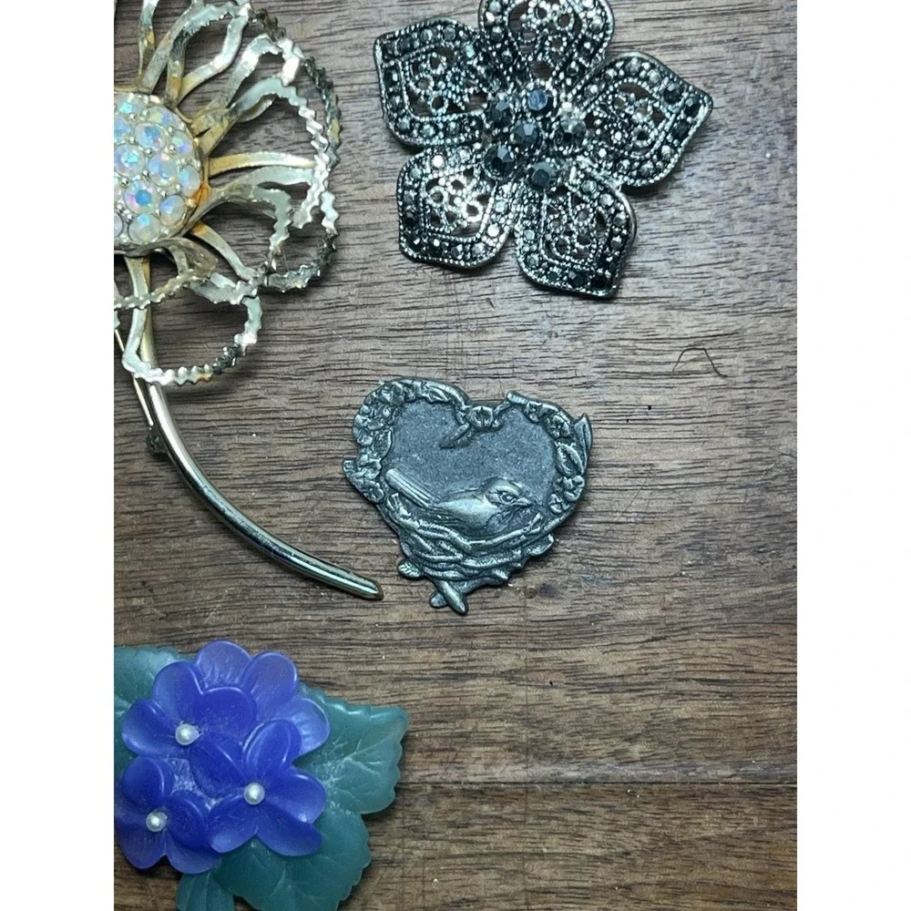 Vtg Floral Brooch Lot Hippy Chic Cottage Core Nature 80s 90s